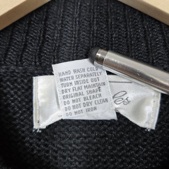 VTG Margules Sweater sz M Black Heavily Beaded Pearl Front Mock Neck Grandmacore - Picture 14 of 16